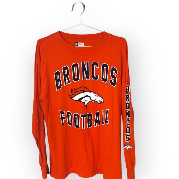 NFL Other - Broncos Football Tee‎ Sz L Long Sleeves Shirt Cotton NFL League Sport Football